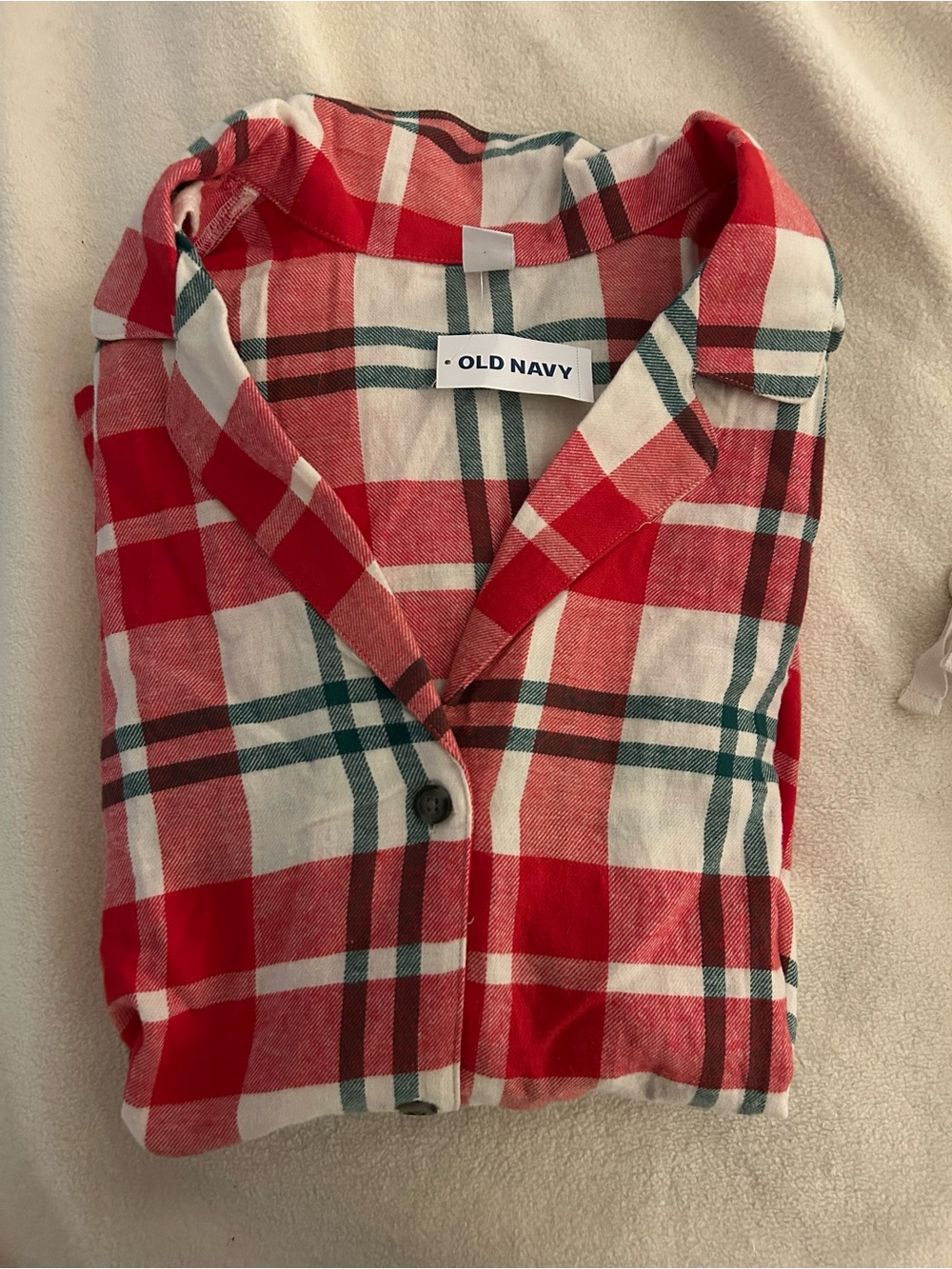 Holiday Old Navy Red Plaid Pant Pajama Set and Waffle Scoop Neck Pajama Top